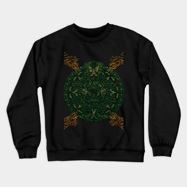 Quetzalcoatl calendario Azteca Crewneck Sweatshirt by Velvet Love Design 